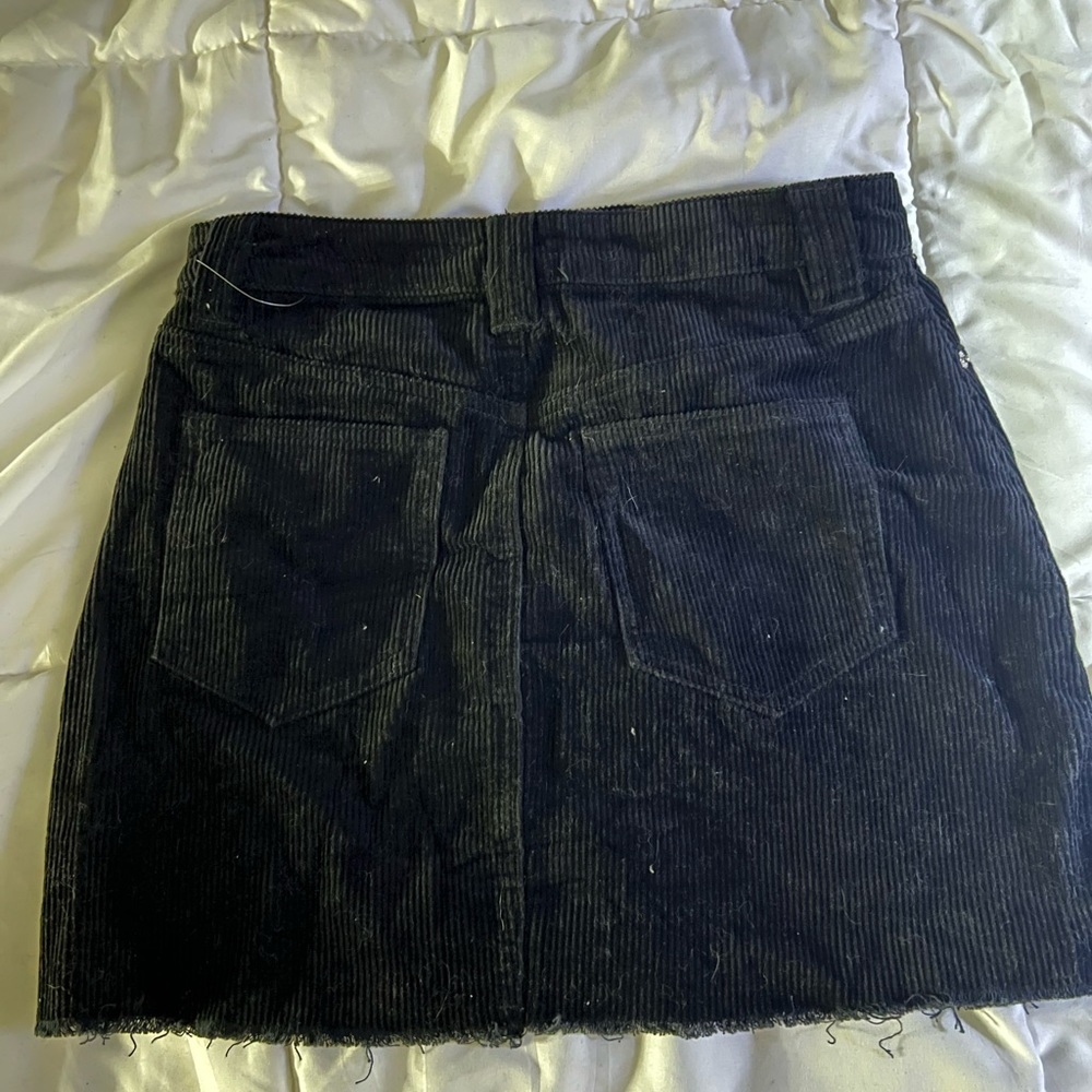 Black jean/velvet material skirt. - Picture 2 of 3